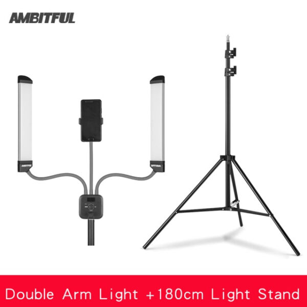 AMBITFUL AL-20 3000K-6000K 40W Double Arms Fill LED Light Long Strips LED Light with LCD Screen for Photo Studio Live Broadcast